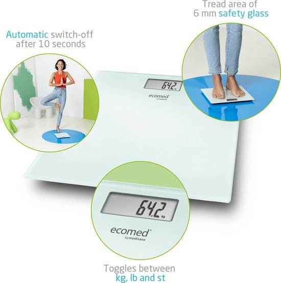 ecomed by Medisana PS-72E V2 Digitale personenweegschaal Weegbereik (max.): 150 kg Wit