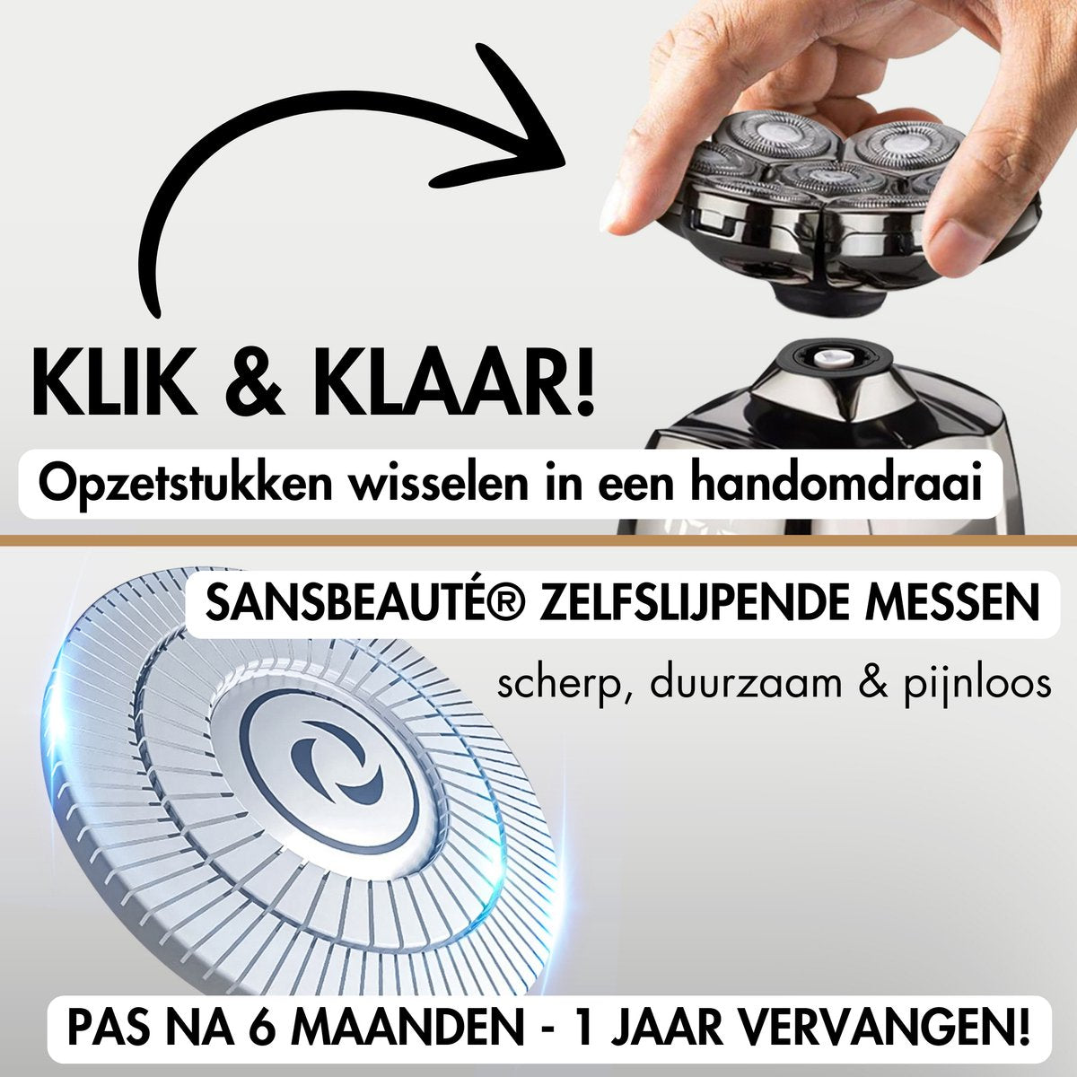Sansbeauté® Skull Sharp PRO - Scheerapparaat Mannen – Electric Face & Head Shaver - Nat & Droog - Draadloos Opladen - Elektrisch