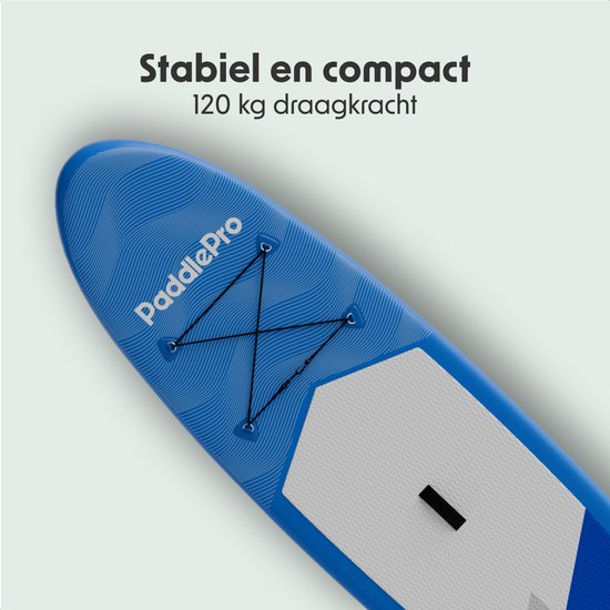 LifeGoods SUP Board Allround Compact - met Zitje - 100 KG Draagkracht - 300 x 76 cm - Opblaasbaar - Compleet SUP pakket - Blauw