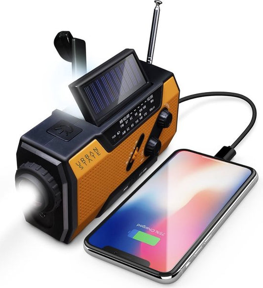 Urban State Noodradio opwindbaar en batterij - Solar radio - Zaklamp / powerbank - Noodradio solar opwindbaar