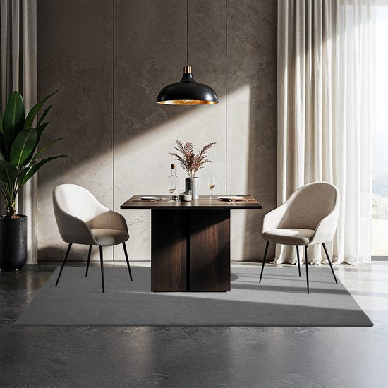 tectake® Kortpolig Vloerkleed - 120 x 170 cm - Grijs - Tapijt voor Woonkamer, Slaapkamer, Eetkamer - Onderhoudsvriendelijk en Wasbaar - Antislip Ondertapijt - Allergievriendelijk - Diverse maten en kleuren