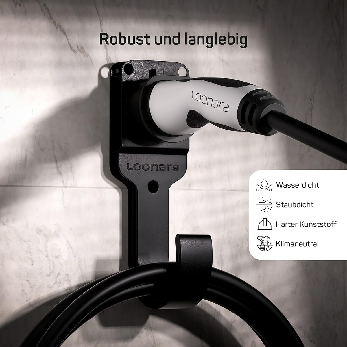 loonara Kabelhouder Voor Elektrische Auto Opladers - Type 2 - Met Muurbevestiging