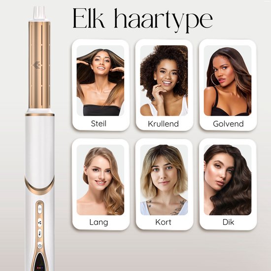 Sansbeauté® 7-in-1 Airstyler - Multistyler - Fohnborstel Kort Haar - Haarstyler - Haardroger - Föhnborstel - Warmteborstel - Krulborstel - Krultang - Stijlborstel - Coldshot - Roterende Kabel