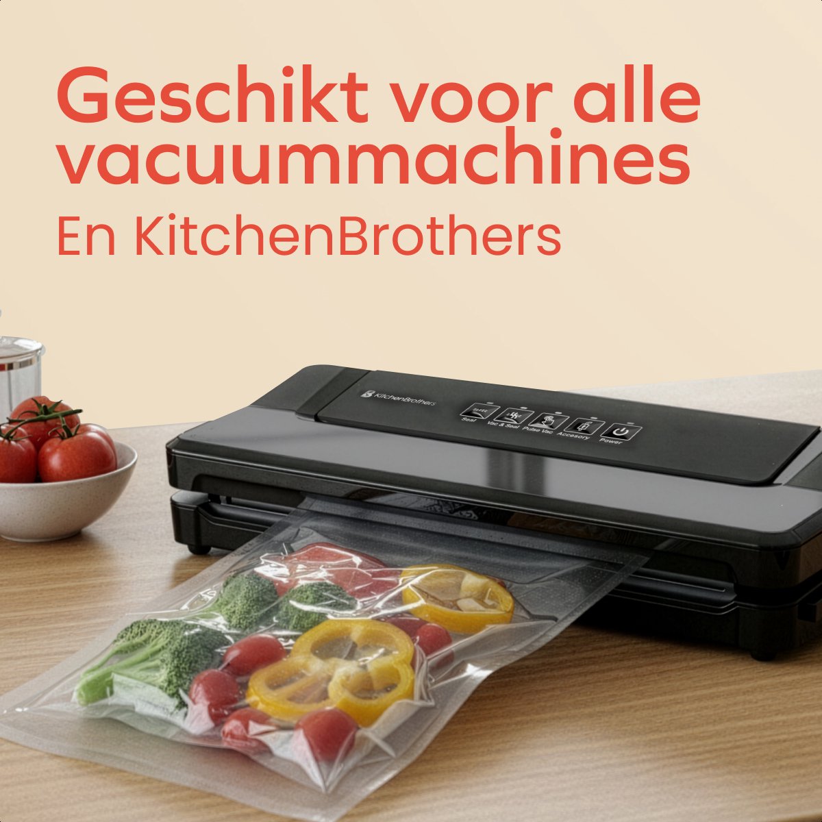 KitchenBrothers Vacumeerrollen 2 Stuks – 28x600cm – BPA-vrij – Voor Vacuümmachine & Sous-Vide – Universeel & Sterk Voedselverpakking