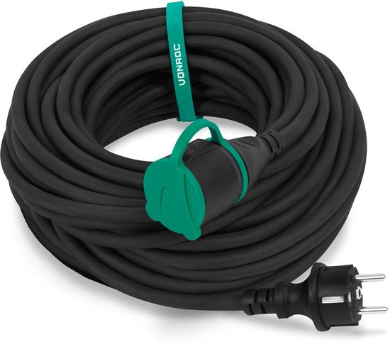 VONROC PRO Verlengsnoer 25m – IP44 – Neopreenkabel H07RN-F 3x1,5 mm² - Incl. Kabelbinder (verlengkabel)