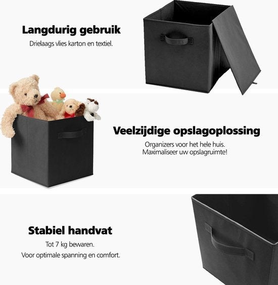 SWILIX ® Multifunctioneel Opbergmand / Opbergbox - kast organizer - 6 Stuks - 20 L - Zwart