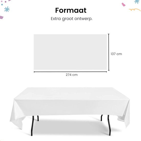 Partizzle 2x Plastic Wegwerp Tafelkleed - Bride to be Versiering - Kerst Bruiloft Huwelijk Decoratie - Verjaardag - Wit - 274 x 137 cm