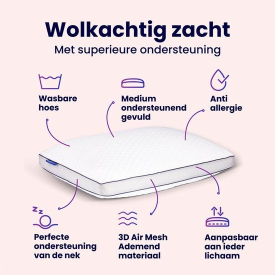 Soulsnooze Memory Foam Hoofdkussen Dawn - Aanpasbaar Design - wit - 50x70cm