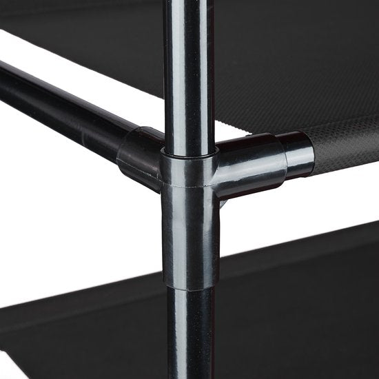 schoenenrek hoog - 10 lagen - metaal - stof - 83 cm breed - zwart
