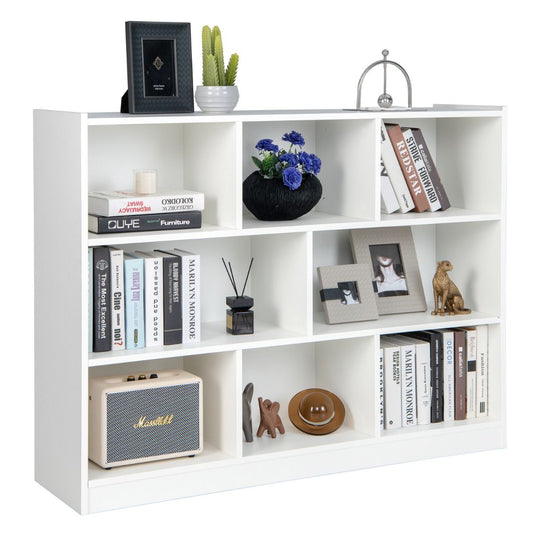 Coast Kinderboekenkast - 3 niveaus - 8 planken - wit - 122 x 32 x 93 cm