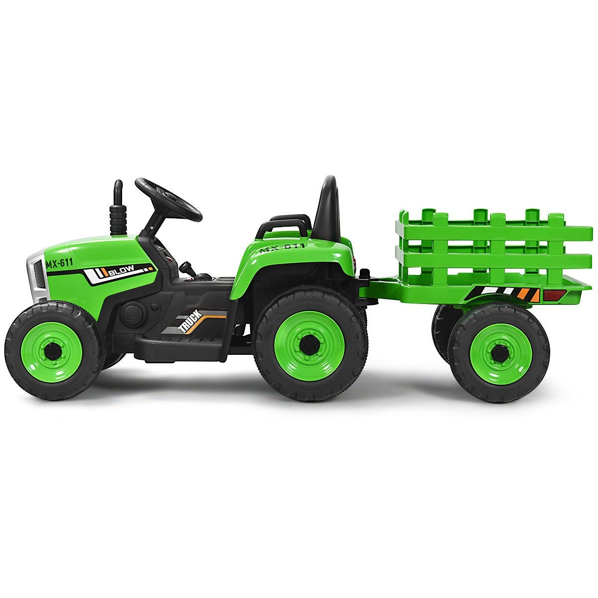 Coast Kindertractor met Aanhanger - 3 Versnellingen 12V - Groen
