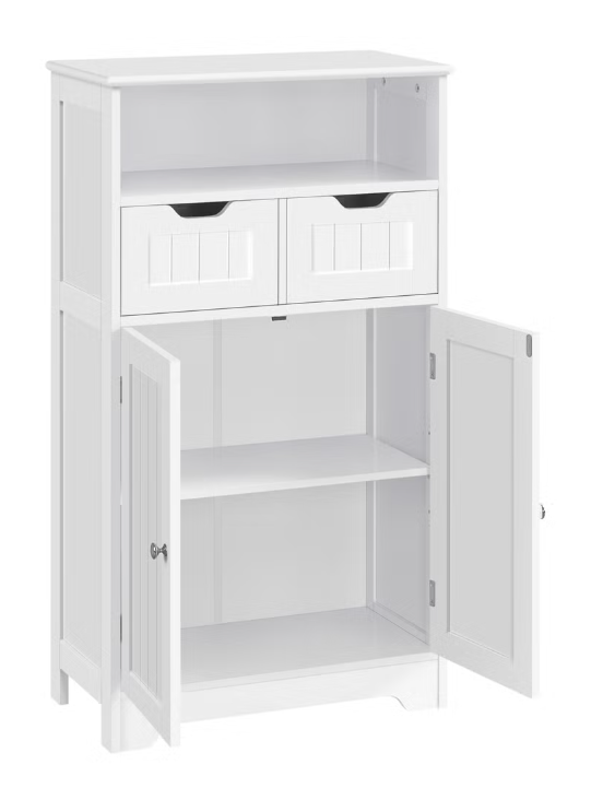 Yaheetech Badkamerkast met Verstelbare Plank - Wit - 60 x 30 x 104,5 cm