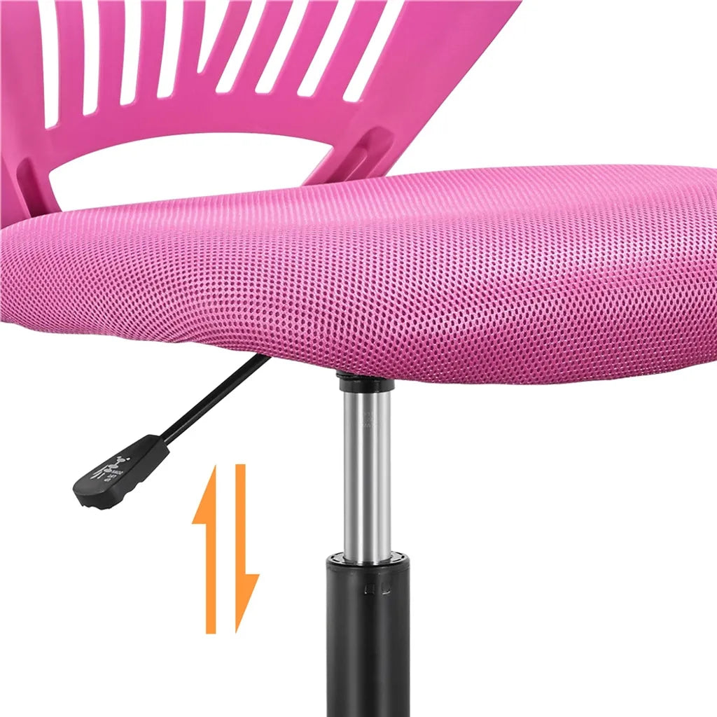 Yaheetech Bureaustoel Verstelbaar 50 x 55 x 79-92 cm - Roze - Draaistoel zonder Armleuningen