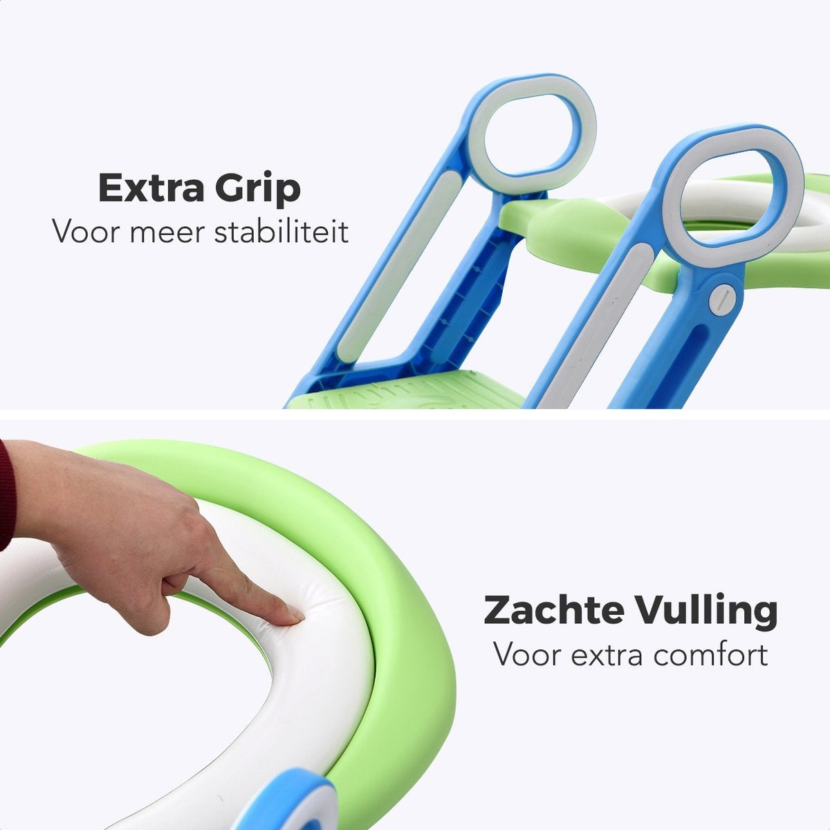 LifeGoods WC Verkleiner met Trapje - Toilettrainer met Opstapje - Potje peuter - 2 tot 7 Jaar - Groen/Blauw