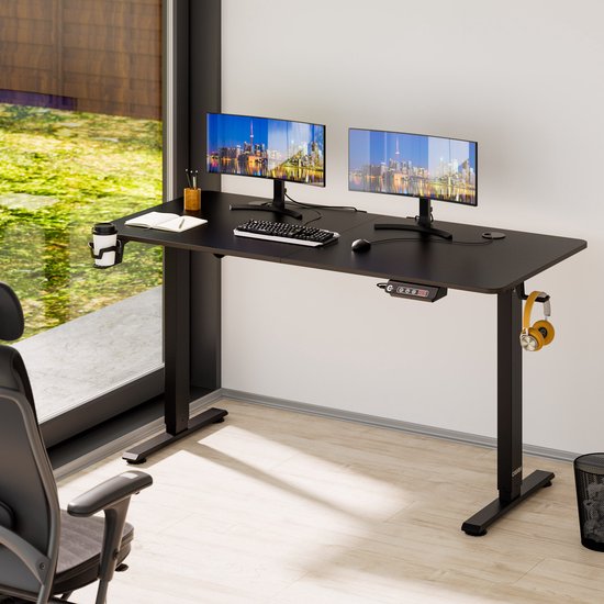 Casaria Zit Sta Bureau – Hoogte Verstelbaar Elektrisch - 140x60cm Bruin