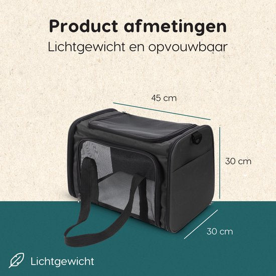 Volcan Reistas Kat - Reismand - Draagtas Katten - Transportbox met Bovenlader - Draagmand Antraciet