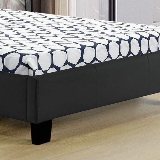 Gestoffeerd Bed Verona - 90 x 200 cm - Zwart - LED Verlichting