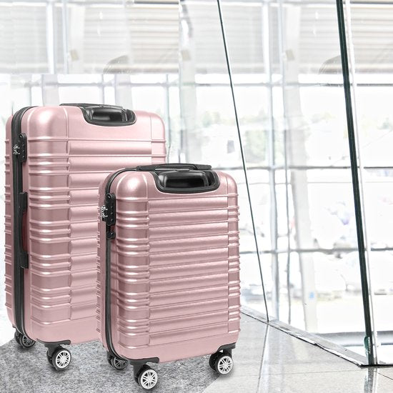 TRVLMORE Kofferset - 2 Delig - 38L Handbagage + 110L Ruimbagage - Lichtgewicht - Trolley - Reiskoffer Set - Roségoud