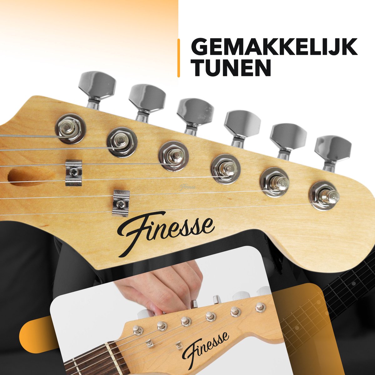 Finesse Elektrische Gitaar met Hoes – Sunburst – Full-size 4/4
