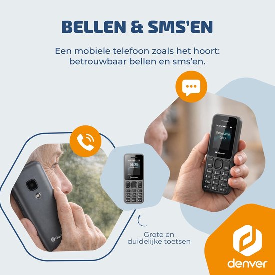 Denver Senioren Mobiele Telefoon 4G - GSM - Smartphonevrij opgroeien - FM Radio - Dual Sim - Simlockvrij - Model 2026 - FAS1880L