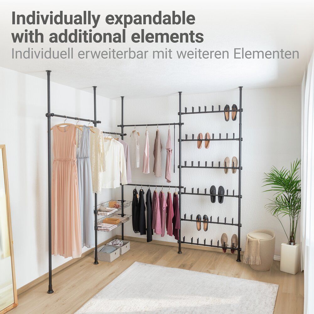 WENKO Herkules Kledingstangen Zwart - 2-Delig - Verstelbaar 75-120 cm