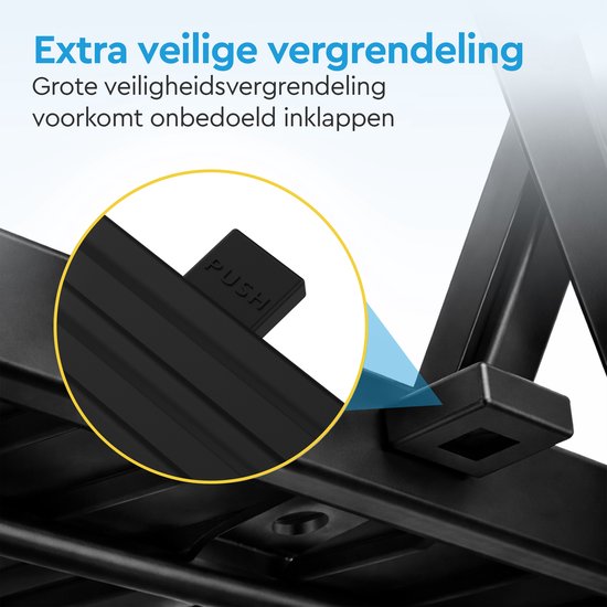 BRASQ Huishoudtrap 4-treden Zwart - keukentrap inklapbaar metaal voor Particulier en professioneel gebruik - Trap Ladder - Anti slip