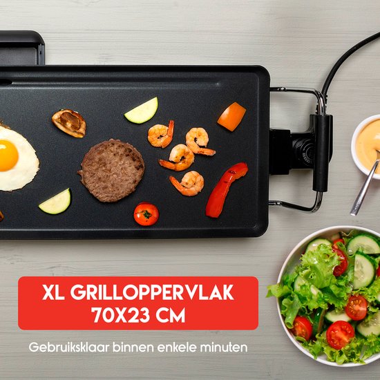 alpina Teppanyaki Bakplaat - Grillplaat - Gourmetstel 4 Personen - 70 x 23cm - 2000W
