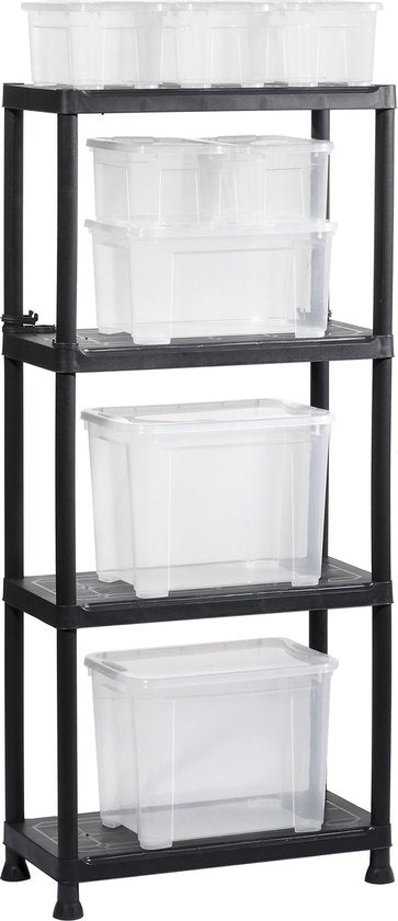 Keter Stellingkast Plus 60/4 - Opbergrek met 4 planken - 60x30x135cm - Zwart