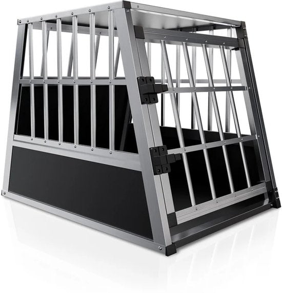 Juskys Aluminium Hondentransportbox L – 91 x 65 x 69 cm – Veilig - Comfortabel - Middelgrote Honden - Zwart