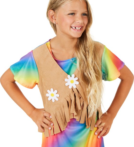 Dressforfun Meisjeskostuum bloemenkind 164 (13-14y) - verkleedkleding kostuum halloween verkleden feestkleding carnavalskleding carnaval feestkledij partykleding - 300904