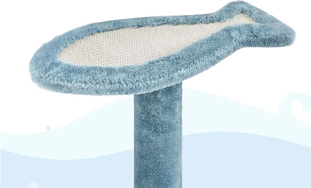 Yaheetech Oceaan Kattenboom 93 x 55 x 184 cm - Blauw/Wit - Krabpaal met Kattenhuizen en Sisalpalen