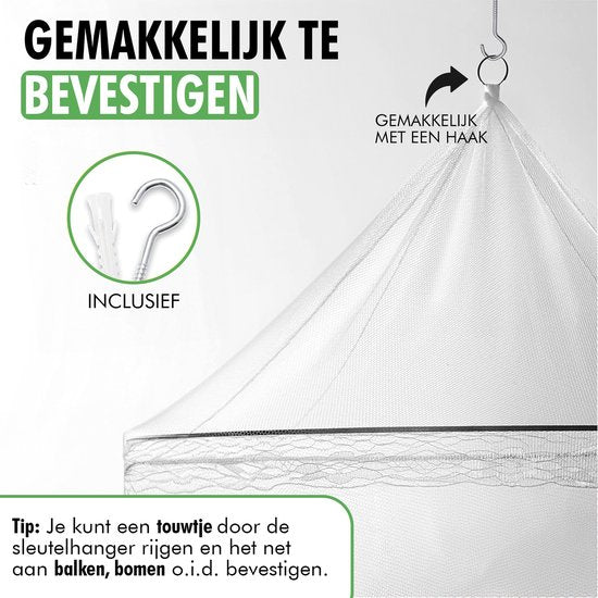 Travelhawk Klamboe XL - Rond Muskietennet - Klamboe 2 Persoons - Reisklamboe – Klamboe 1 Persoons - Mosquitonet Geschikt Voor 1 en 2 Persoons Bed