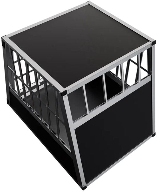 Juskys Aluminium Hondentransportbox L – 91 x 65 x 69 cm – Veilig - Comfortabel - Middelgrote Honden - Zwart