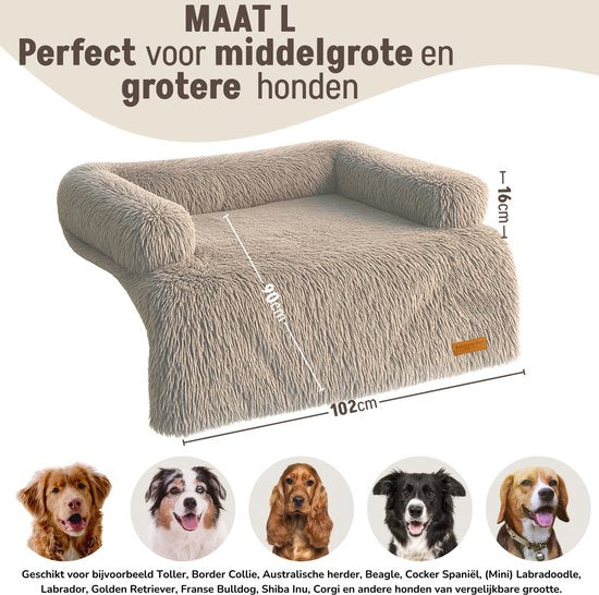 By Cee Cee – Hondendeken Voor Bank – 102 x 90 x 16 cm – Voorzien Van Volledig Afritsbare Hoes En Extra Stevige Zijranden – Voor Meubelbescherming – Mokka Polyester