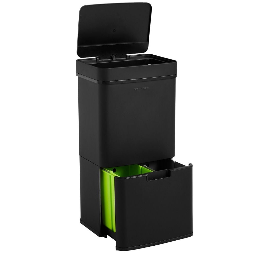 StangVollby Lunden Sensorprullenbak 72 liter - 3 vakken - 42 x 31,5 x 82,5 cm - Zwart