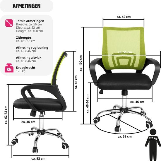 tectake - bureaustoel burostoel kantoor - design - zwart/groen