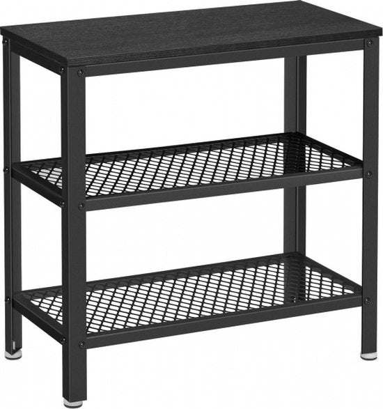 O'DADDY® Wandtafel - Sidetable Industrieel - met 2 gaasplanken - Bijzettafel 60x30x60 cm - Haltafel - kleur zwart / donkergrijs