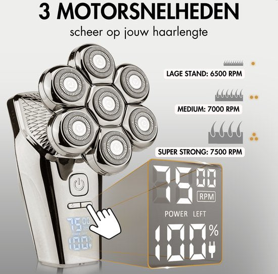 6-in-1 Scheerapparaat Mannen + Extra Scheerkop – Trimmer - Tondeuse - Sansbeauté® SkullSharp PRO MAX - Electric Face & Head Shaver - Skull Shaver - Hoofd Kaal Scheren – Nat & Droog - Elektrisch