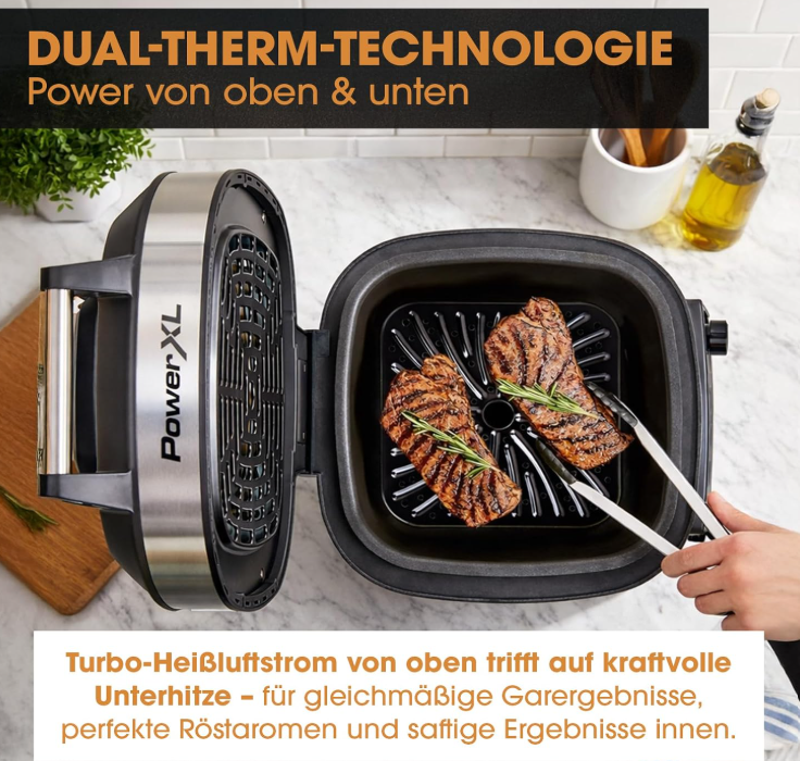 PowerXL Multi-koker 12-in-1 Zonder Grillplaat - 5,7 L - 1200 W - Zilver/Zwart - Airfryer en Slowcooker