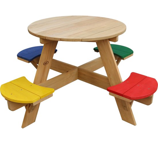 AXI Ufo Picknicktafel Rond voor 4 kinderen in Regenboog kleuren - Picknick tafel van hout - 120x120x56cm