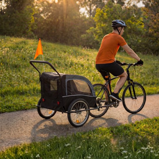 Outbee Fietskar Voor Kinderen - 2 in 1 Fietskar En Wandelwagen - Kinderfietskar - Kinderbuggy - 3 Wielen - Met Vlag