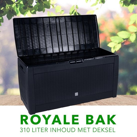 Lifetime Garden Opbergbox - Tuinkussenbox met Wielen - 310L - Zwart