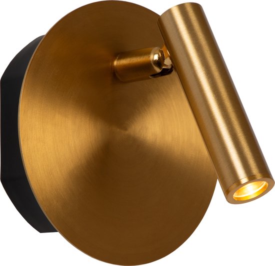 Lucide JOLIJN - Oplaadbare Bedlamp / Wandlamp - Accu/Batterij - Ø 10,2 cm - LED - 1x2W 3000K - Magnetisch - Mat Goud / Messing