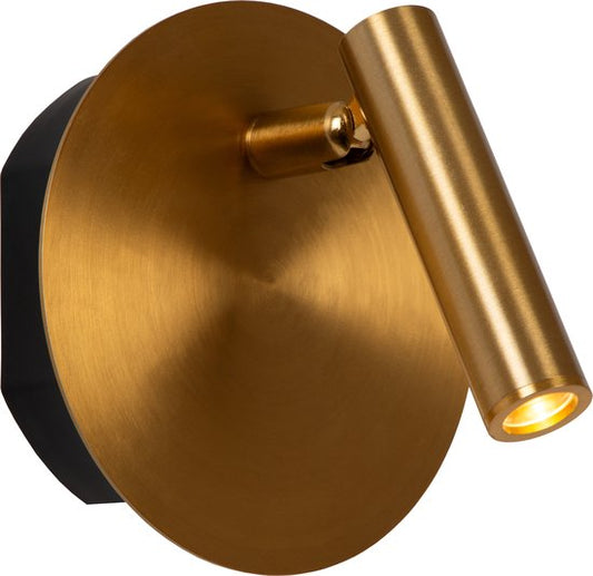 Lucide JOLIJN - Oplaadbare Bedlamp / Wandlamp - Accu/Batterij - Ø 10,2 cm - LED - 1x2W 3000K - Magnetisch - Mat Goud / Messing