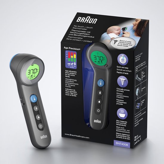 Braun BNT400B Age Precision Touch/No Touch Koortsthermometer Antraciet