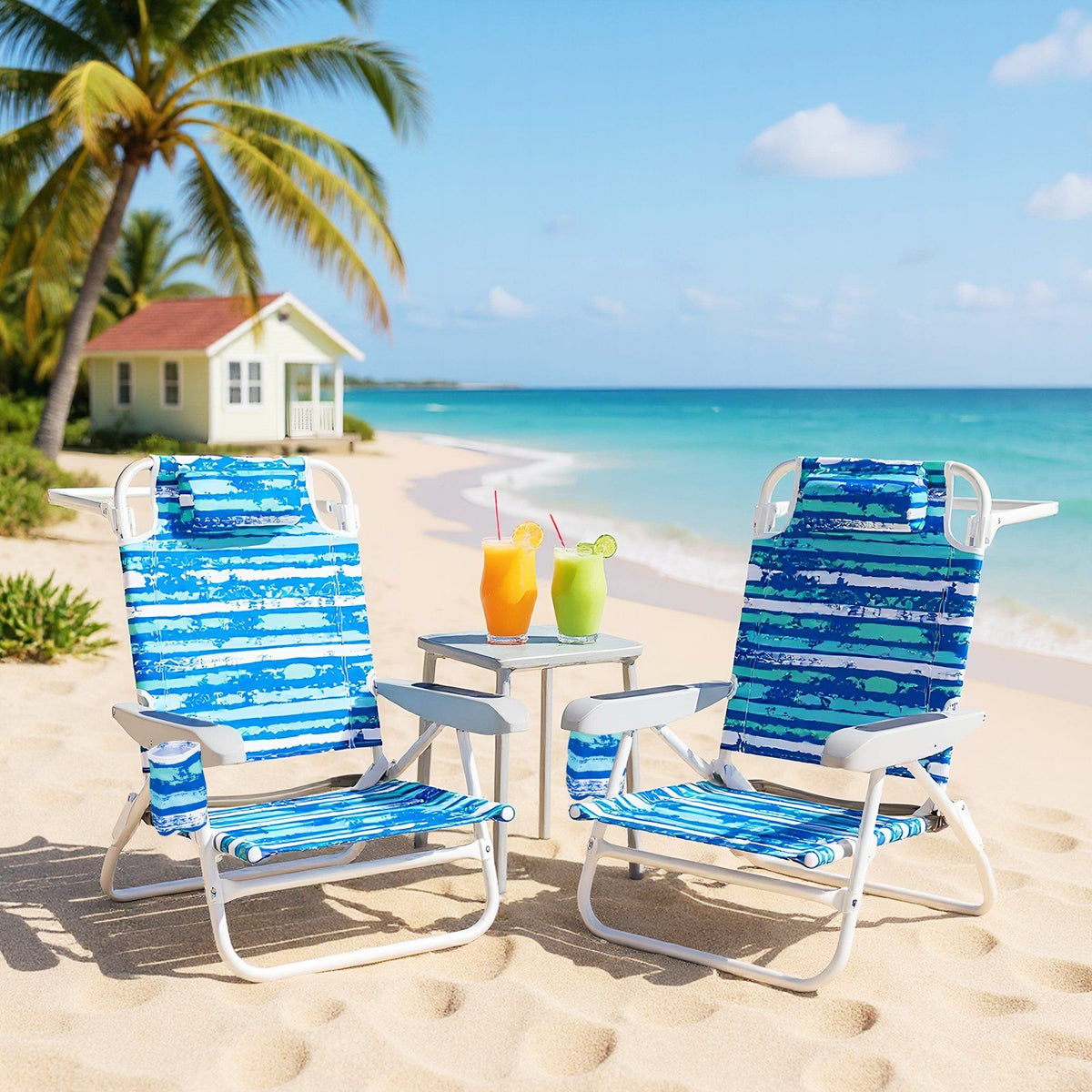 Coast Opvouwbare Strandstoelen 2-Delige Set - Lichtgewicht - Campingstoelen - Verstelbaar - Blauw - 62 x 54 x 80 cm