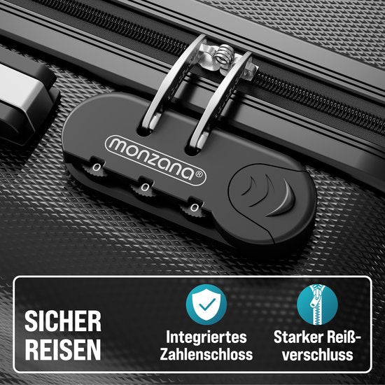 MONZANA 3-delige Hardcase Kofferset - Koffer M L XL Handbagage- Zwart