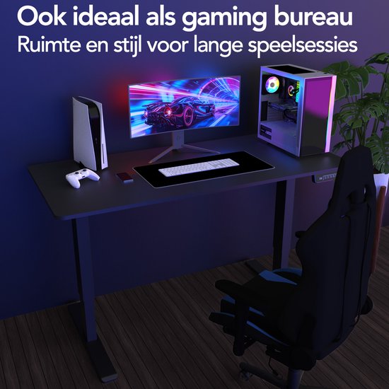 Infinity Goods Zit Sta Bureau Elektrisch Verstelbaar - 140 x 60 CM - Geheugenfunctie - Zwart