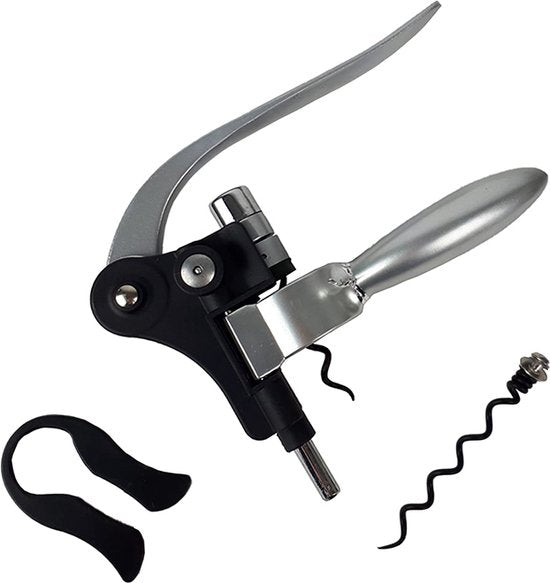 Kurkentrekker Deluxe - Hefboomopener - zwart - 19x4x14 cm