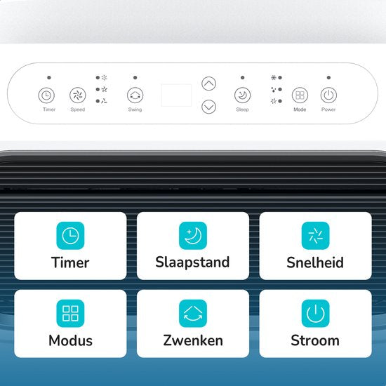 Bloomfold Mobiele Airco - 12.000 BTU - 4-in-1 - Airconditioning met Raamafdichtingskits - Slaapkamer - Woonkamer - tot 35m² koelen